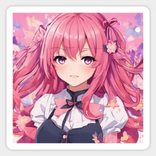 Pink Hair Anime Barblie Girl Magnet